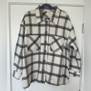 Black and Cream Plaid Shacket